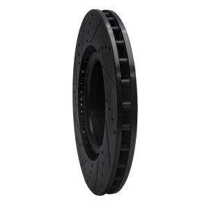 Acura Integra Brake Rotor (1) - Front Right - R1 Concepts - Drilled & Slotted - Black - `17-`25